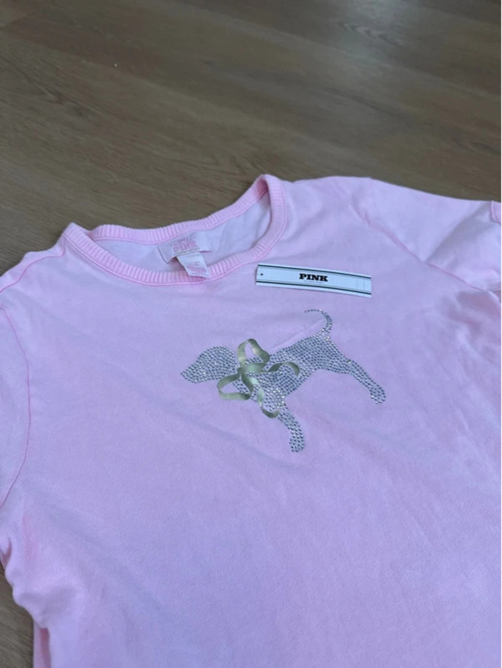 PINK x LoveShackFancy Rhinestone Puppy Tee S NWT